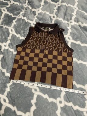 Authentic Fendi brown crop top SZ XS polo